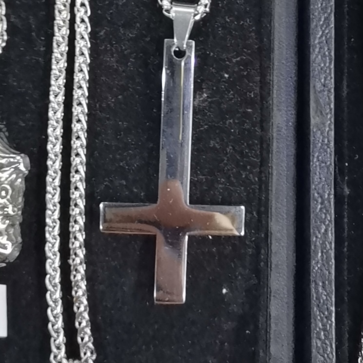 项链 倒十字架 不锈钢钛钢